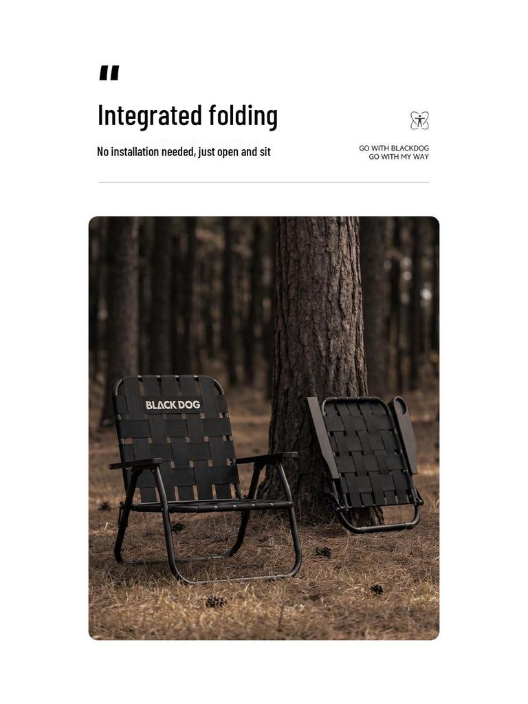 Blackdog Outdoor Folding Chair: Lightweight, Portable Weaved Camping, Beach, Fishing Leisure Chair