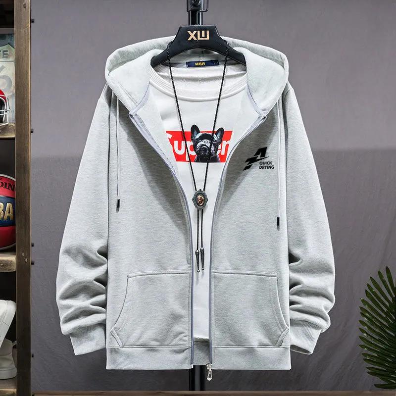 

Мужские толстовки с капюшоном, повседневные толстовки с капюшоном на осень и зиму, мужские топы большого размера, на молнии, спортивные, с принтом, цветные, простые мужские толстовки с капюшоном, хлопковая толстовка S светло-серый