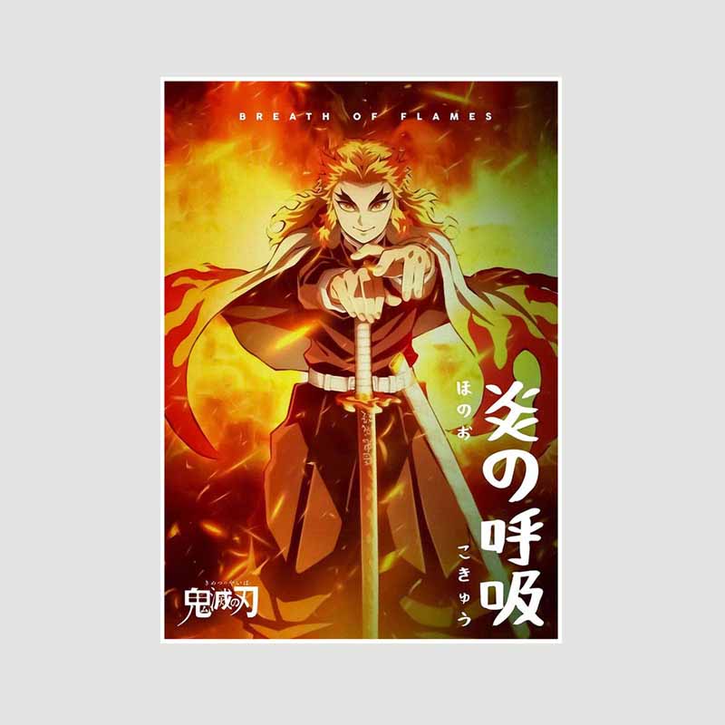 

Японский комикс фильм «Убийца демонов» поезд «Муген» аниме-постеры Kimetsu No Yaiba Белый бумажный постер Художественная роспись настенное украшение Фреска Домашний декор 42x30cm