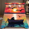 3 Piece Bedding Pillowcase Duvet Set Vintage Style Sunset Bird Pattern 2D Digital Printing For Bedroom Dorm Decoration