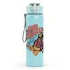 1PC Colorful band group retro print 750ml colorful plastic sports water bottle leakproof pop up lid with straw for outdoor work home use
