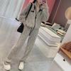 Spring and Autumn Women's Casual Striped Top Sports Two-piece Set for Loose and Slim Wide Leg Pants Set