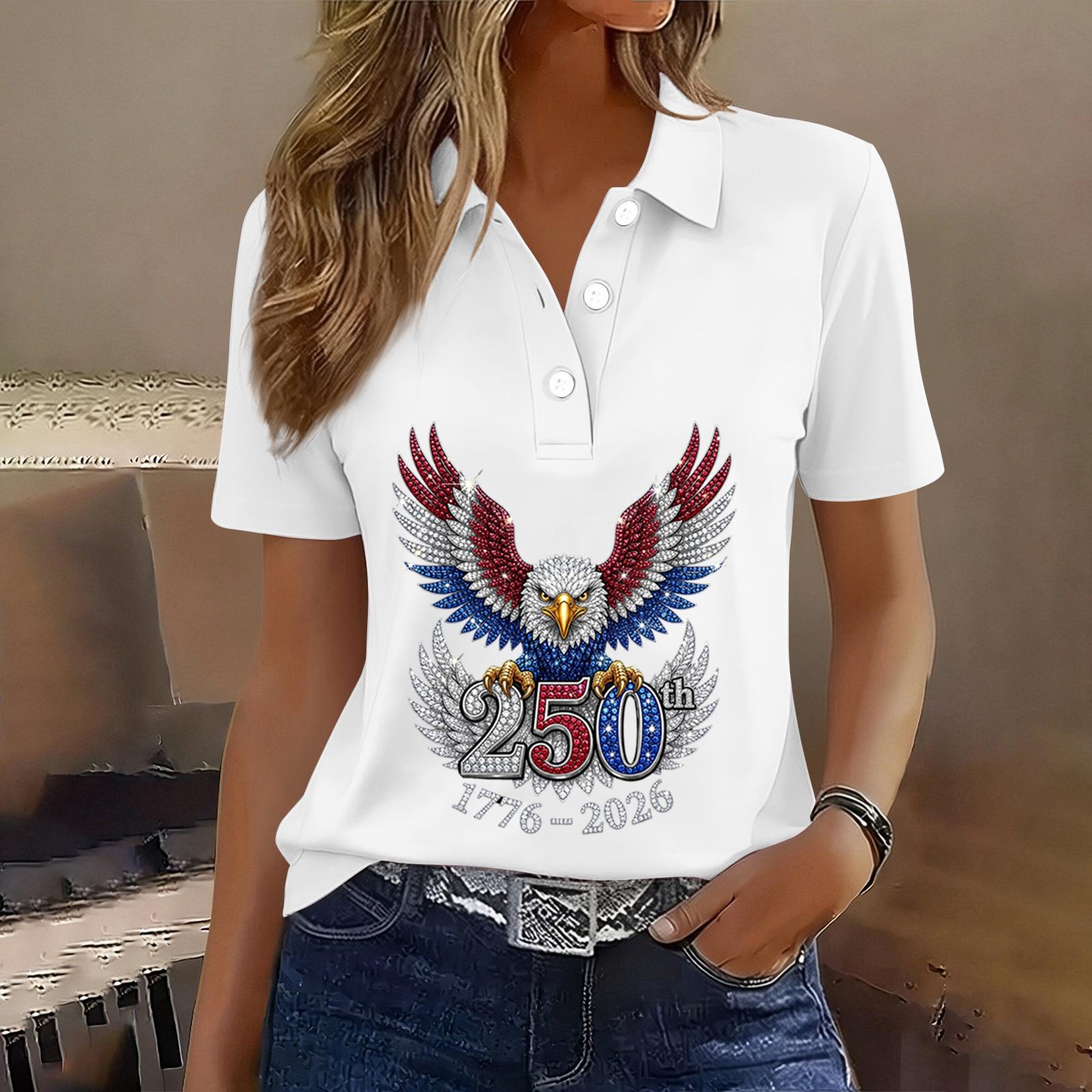 

Women Button Front Short Sleeve Casual T Shirt Summer Lightweight Printed Top for Everyday Wear and Outdoor Activities S білий