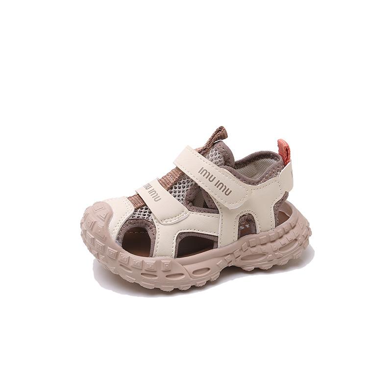 Children's breathable sandals mesh frame shoes boys' sports sandals medium and small children's anti-kick bag head guard toe breathable sandals