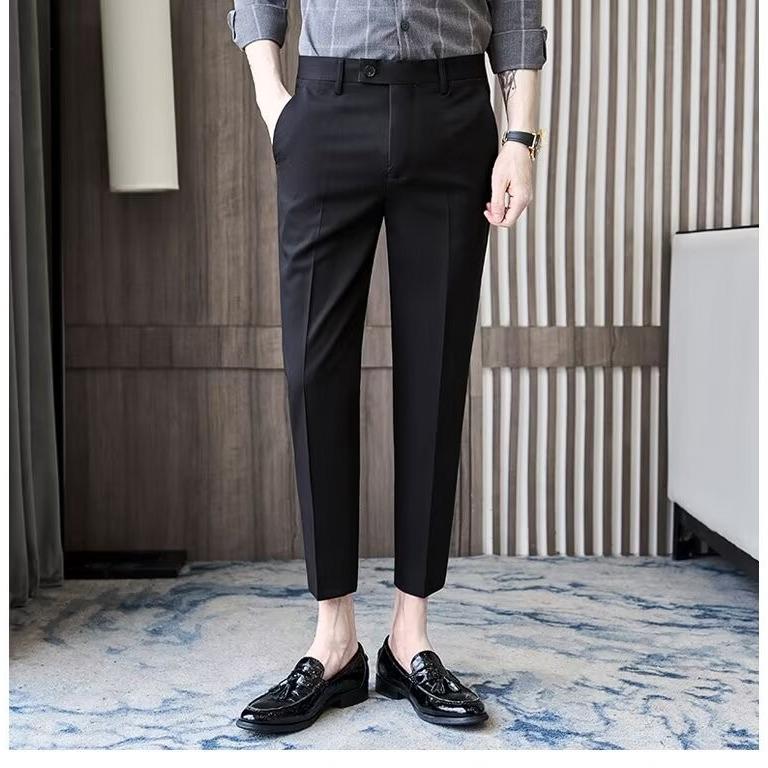 

Чоловічі весняно-літні костюмні брюки на дев’ять очок 2024 року, еластичні, ділові, повсякденні, не гладять. 33 чорний