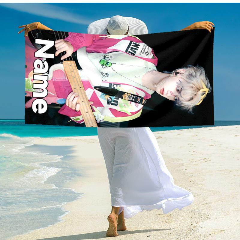 Personalized customized proof beach towel with TOP lands boy group Zhu Zhixin pattern - soft, absorbent,quick-drying,perfect swimming,camping&bathing