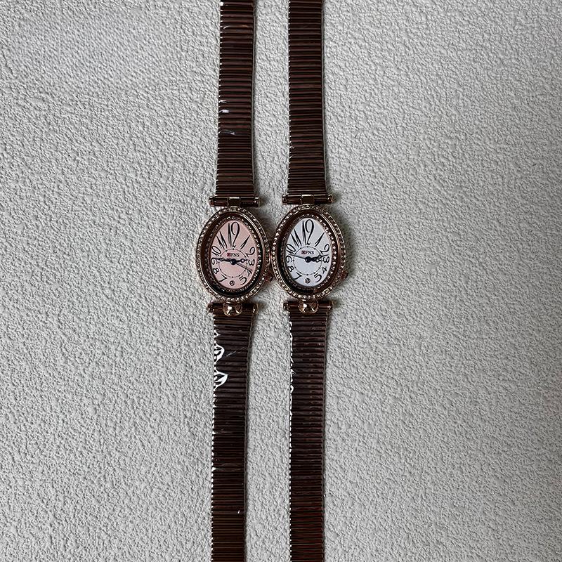 

Часы Water Drop Type Retro Light Luxury High-end Водонепроницаемые кварцевые часы Oval Fashion Diamond-Incrinkled Womens Watch