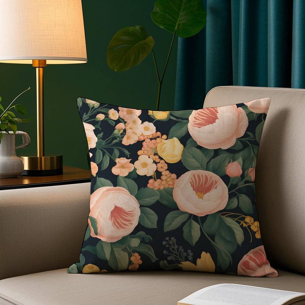 Colorful Flowers Pillow Case Plush Fabric Soft Pillowcase Double Sided Print Sofa Cushion Cover Throw