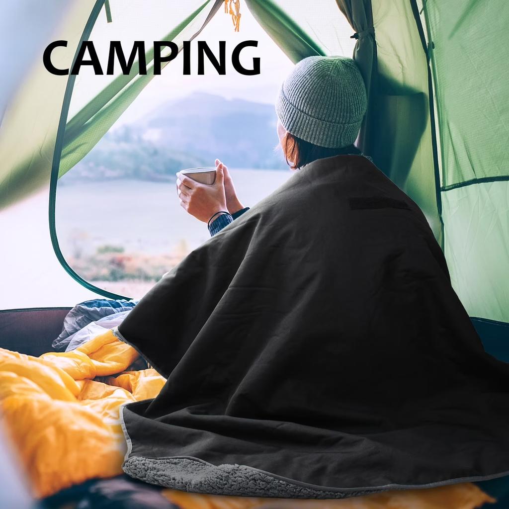 FlyingStar Waterproof Outdoor Blanket with Sherpa Lining, Windproof Triple Layers Warm Comfy Foldable , 59''X 80''