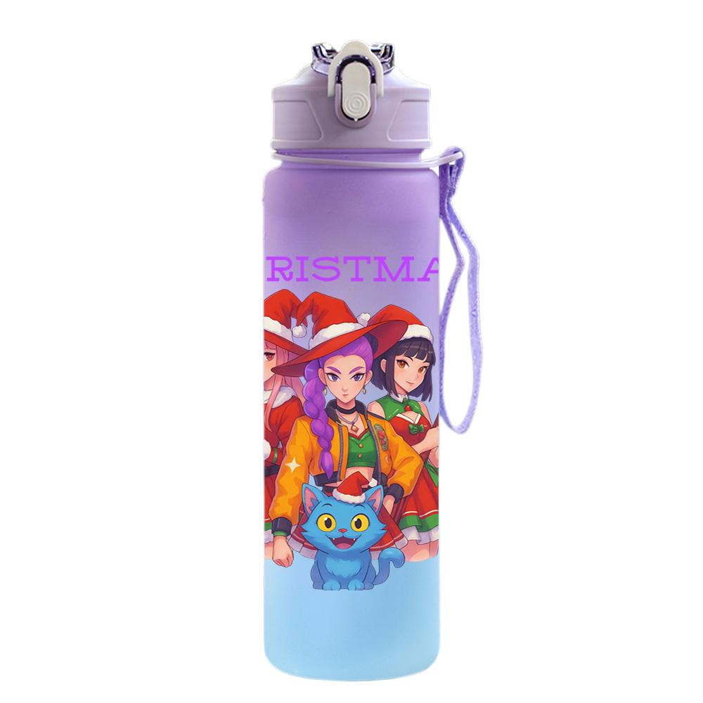 750Ml Water Bottle Christmas K-Pop Demon Hunters Printed Large Capacity Drinking Cup Portable Outdoor Sports Water Cup Children Kid Gift