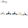Alisouy 2pcs Fashion Three Flowers Stars Stainless Steel Men Women Ball Screw Ear Stud Earrings Unisex Piercing Jewelry Gift