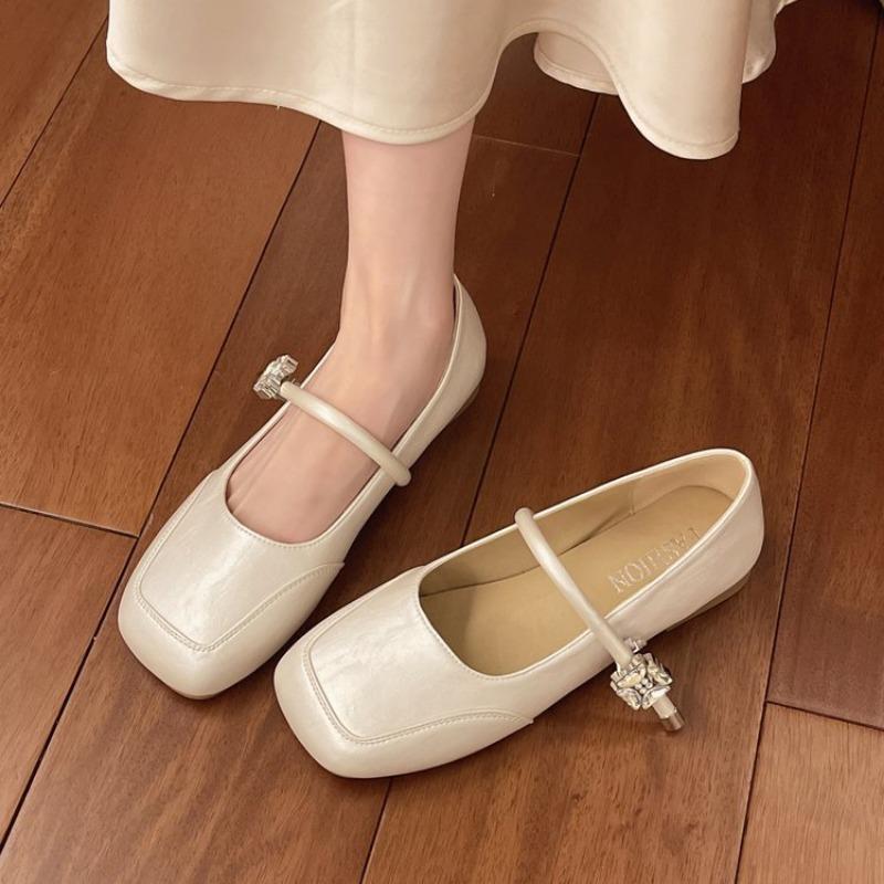 

Винтажные туфли Мэри Джейн женские с пряжкой на подъеме балетки летняя юбка туфли с открытым мыском одинарные туфли 40 бежевый