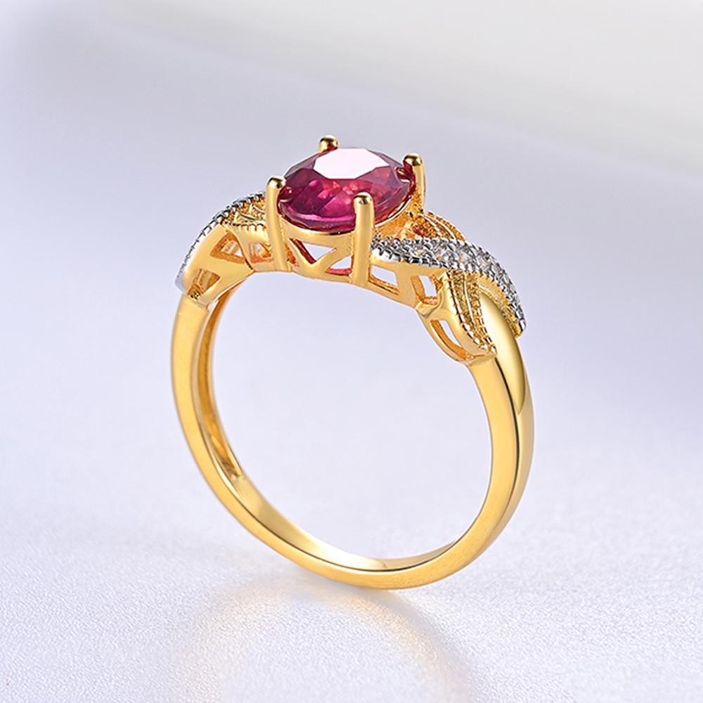 Solitare silver ring with natural filled ruby oval 6*8mm 2ct gemstones fine jewelry for women classic design