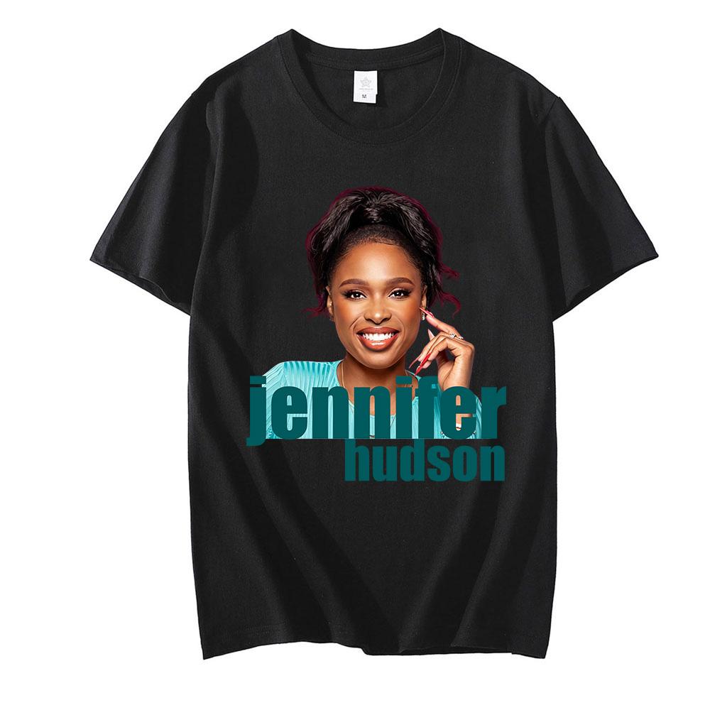 

Jennifer Hudson T-Shirt Graphic Printing Fashion O-neck Clothing Short Sleeve Casual Cotton Tops Summer Women/men Tees XS чёрный
