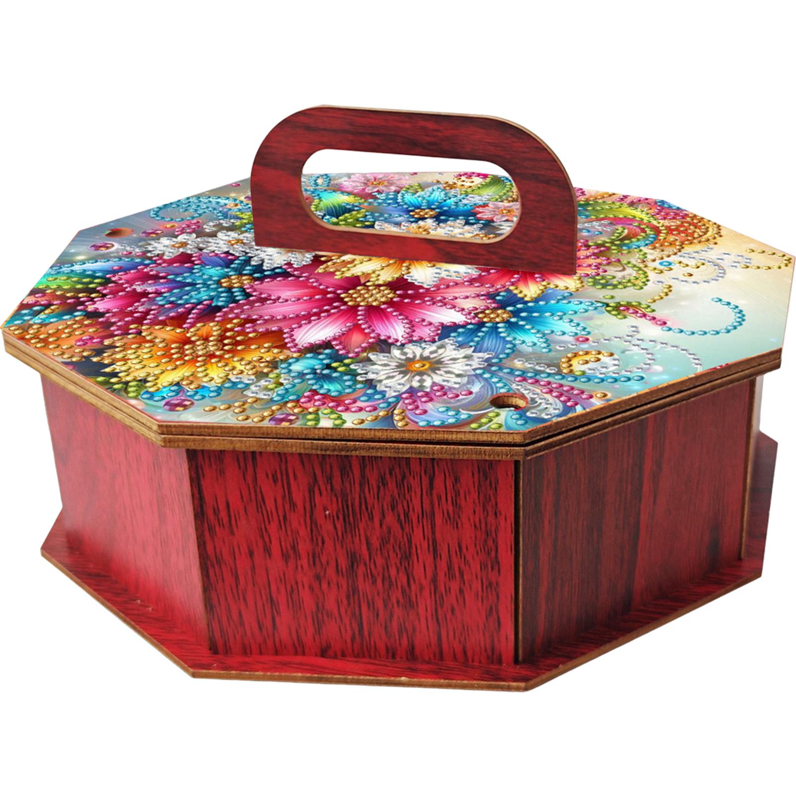 DIY Diamond Art Handmade Wood Container Special Shaped Rhinestones Decorative Holder Box Diamond Painting Jewelry Box for Adults