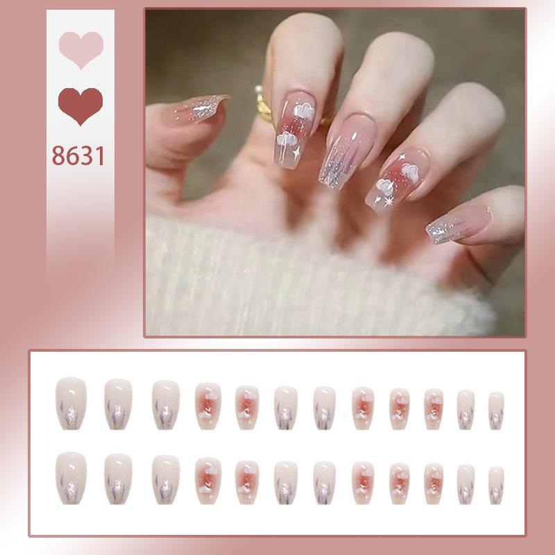Ice-Clear Nude Ballet Nail Art Medium-Length Press-On Tips