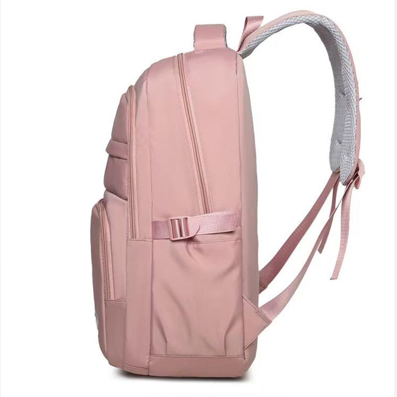 Women Pink Oxford Fabric Backpack Large Capacity Multi Pocket Lightweight Water Resistant Casual Daily School Travel Laptop