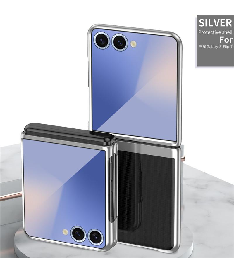 Electroplated Hard PC Folding Case For Samsung Galaxy Z FLIP 8 7 FE 6 5 4 3 Flip8 5G Plating Bumper Clear Cover