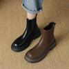Krazing Pot Microfiber Autumn Winter Shoes Thick High Heels Zipper Platform Size 43 Motorcycle Boots Knitwear Ankle Boots