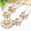 Yousheng Women Necklace Bohemian Elegant Double-layer Sun Flower Pendant Geometric Ladies Faux Pearl Choker Necklace Jewelry Decoration Gift for