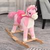 Kinder Plüsch Schaukelpferd Reittier Einhorn mit Geräusch Bewegendem Mund Wedelndem Schwanz Kinder Schaukeltier Spielzeug Geschenk 3-6 Jahre Rosa