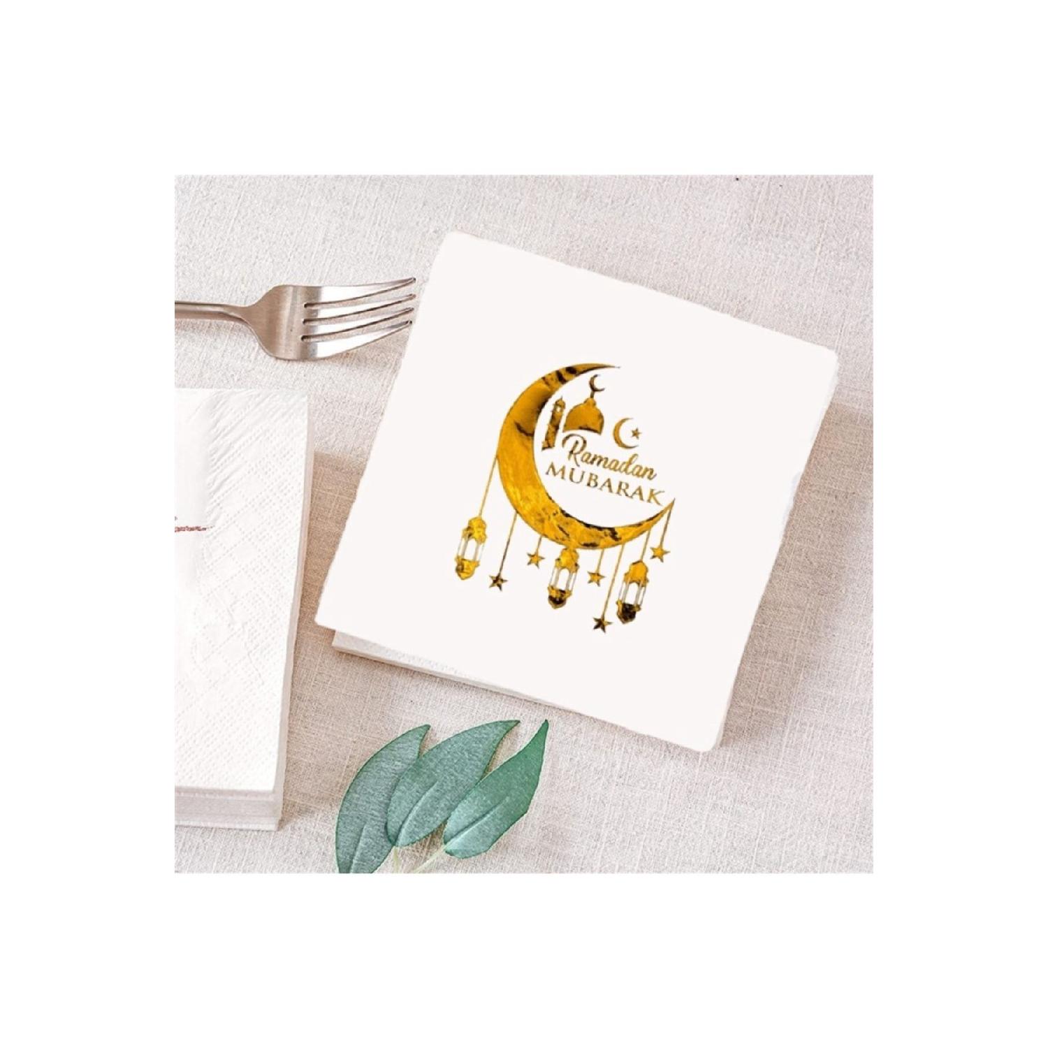 

Ramadan Mubarak Gold Printed Varank Napkin 16 Pieces
