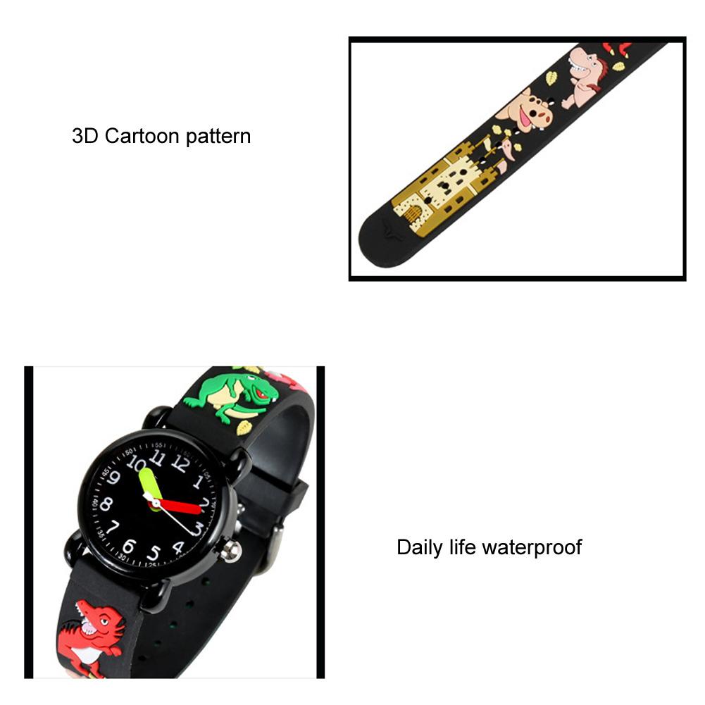 Orologio per Bambini Modello Cartone Animato Impermeabile Cinturino in PVC Orologio al Quarzo per Bambini Dinosauro
