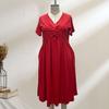 Glitter Sparkly Summer Dress for Women Twist Front V Neck Flowy Beach Sundress Short Sleeve A-line Swing Long Dress