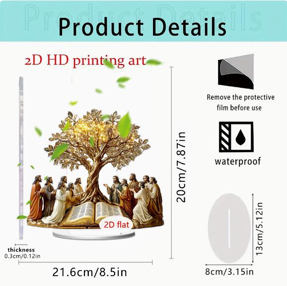 1523 Acrylic Tabletop Decoration for Living Room Study - 2D Desktop Ornament 21.620cm