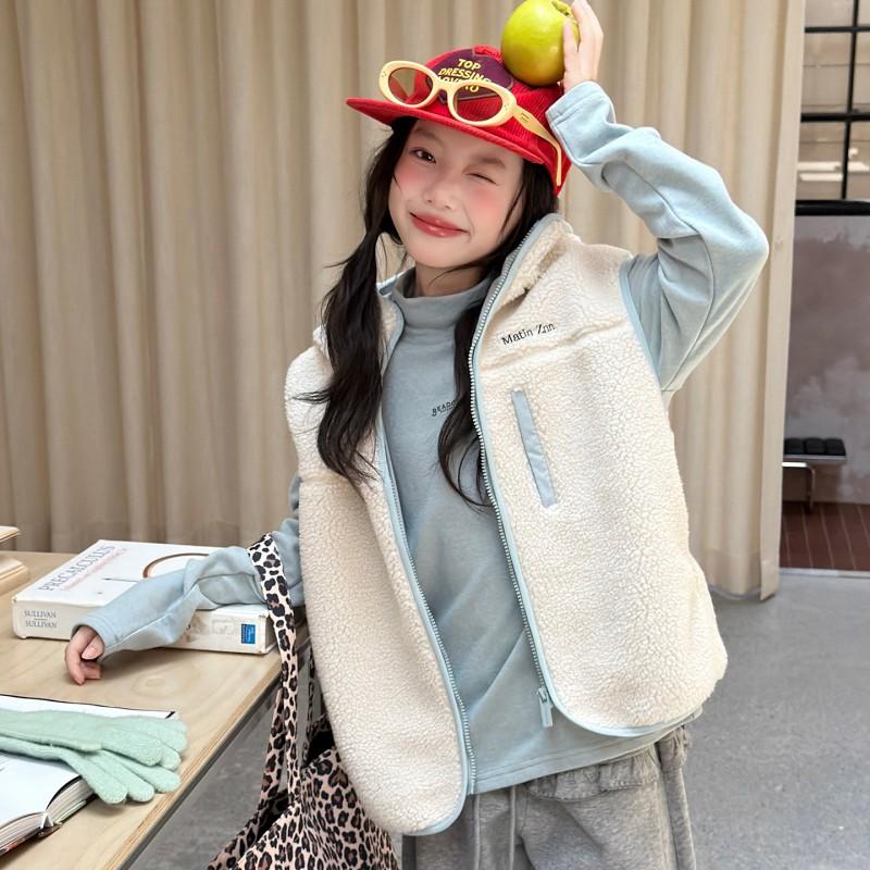 Kids Girls Fleece Vest Warm Winter Zip Up Jacket Trendy Outerwear