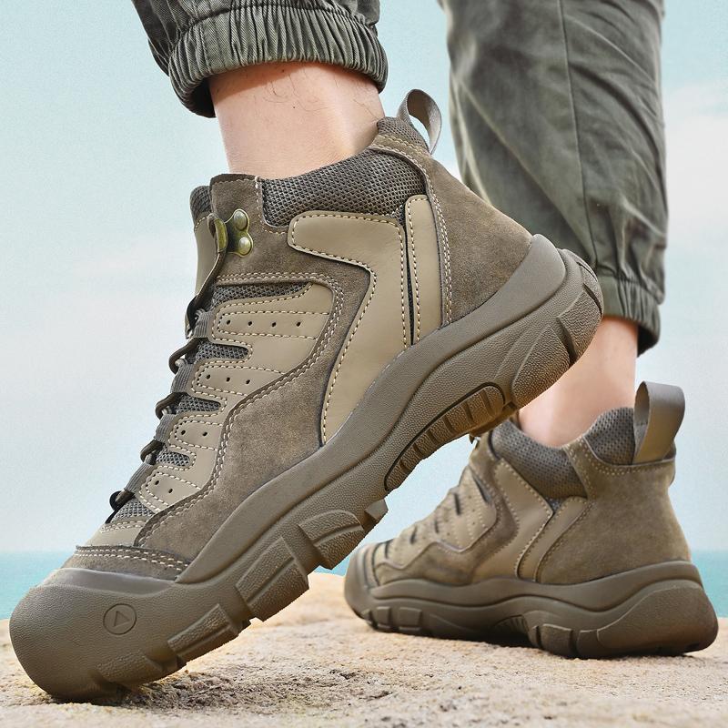 New High Top Ankle Boots High Quality Mens Genuine Leather Shoes Outdoor Sneakers Walking Boots Warm Snow Casual Hiking Shoes