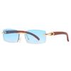 Vintage Rimless Sunglasses Unisex Wood Pattern Retro Designer UV400 Protection Stylish Sun Glasses For Men Women