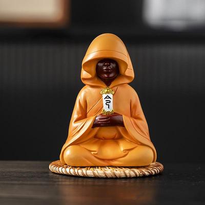 Kreative Mönchfigur im Zen-Stil: Sanftes Meditationsdekor - Harzhandwerk für Schreibtisch, Auto oder Couchtisch.