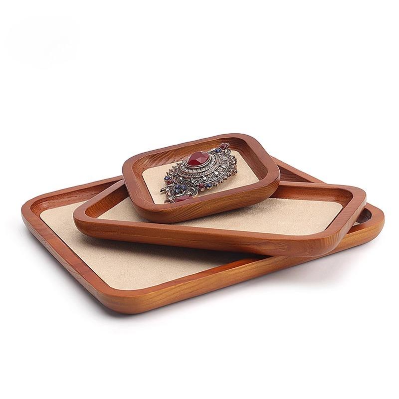 Classic Solid Wood Decorative Jewelry Trays Beaded Bracelet Necklace Ring Jewelry Display Plates Storage and Viewing Tray