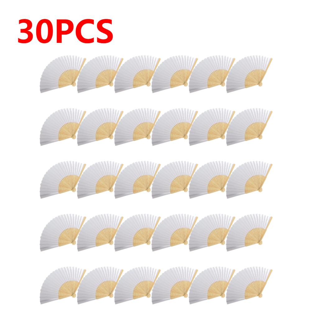 50-1 STÜCKE Blanko Weiß DIY Papier Bambus Faltfächer für Handübung Kalligraphie Malerei Zeichnung Hochzeitsfeier Geschenk Ornament Neu