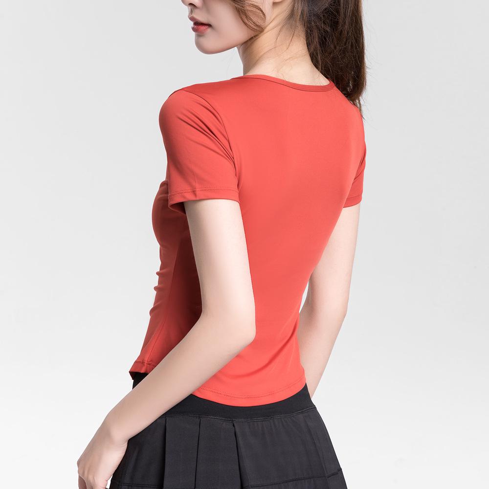 

Женская быстросохнущая футболка с V-образным вырезом и коротким рукавом для йоги и бега