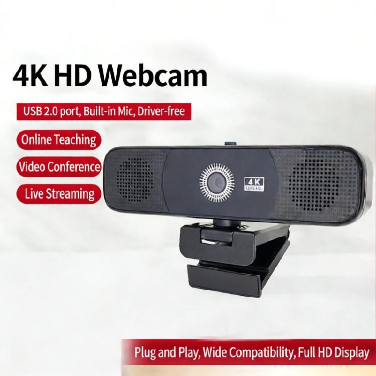 Clear 4K Resolution Webcam PC Camera With Two Mics And Speaker For Online Learning Conferences