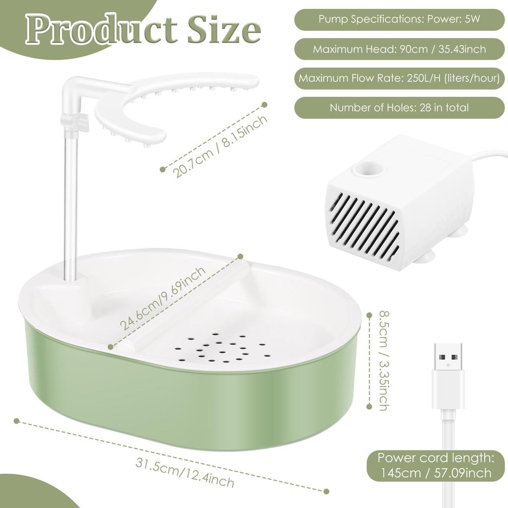 Pet Bird Bath Adjustable Water Flow Parrot Shower Fountain with Speed Control Valve and Quiet Water Pump Bird Cage Accessories