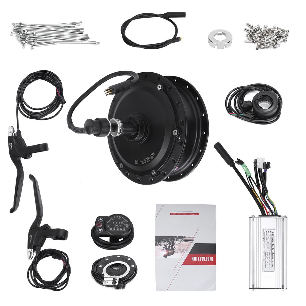 Electric Bicycle Conversion Kit 36V 500W Rear Wheel Hub Motor Set with KT‑900S Display Meter for 12G Wheel