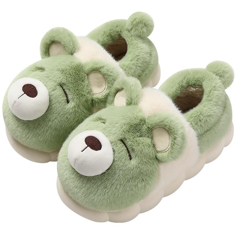 Bear cotton slippers women's winter bag and cute cartoon non-slip indoor women's home household plush cotton mop