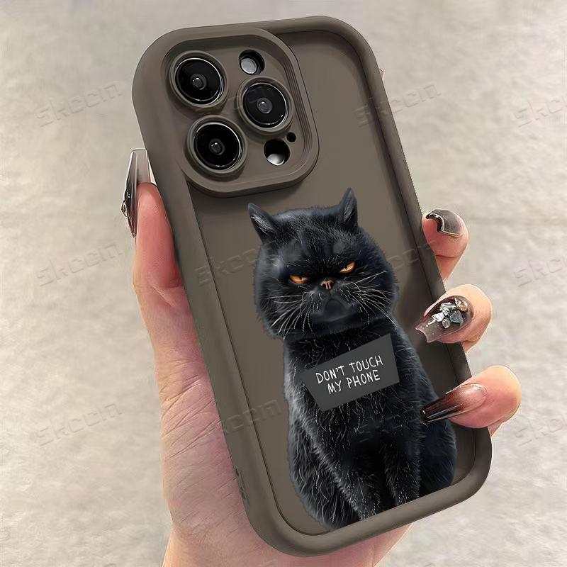

Cute Angry Cat Pattern Phone Case for Samsung Galaxy S25 S24 Ultra S23 S22 S21 Plus S20 FE A55 A54 A35 A15 5G Silicone Cover Galaxy S20