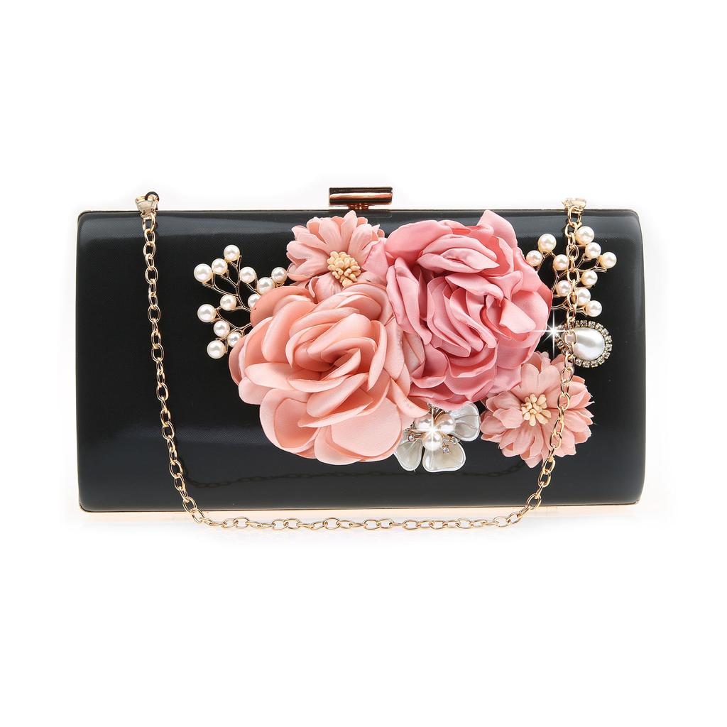 Pearl Clutch Bags Pink Color Girl Best Gift Evening Bags Flower Handmade Style Party Wedding Chian Shoulder Handbags for Luxury