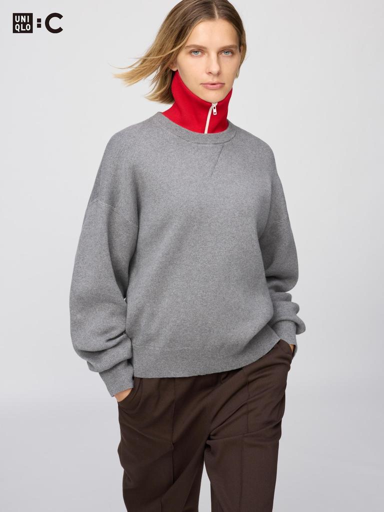 Uniqlo Suéter de Algodón Suave con Cuello Redondo de Japón