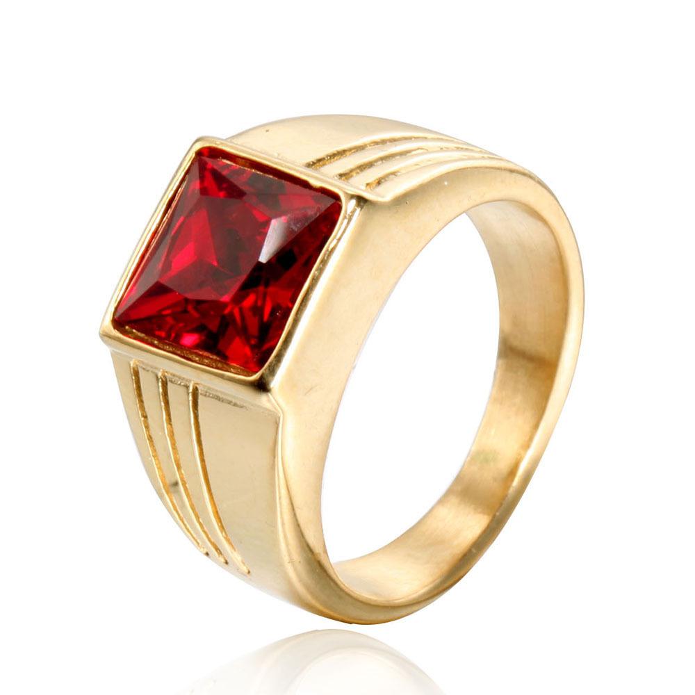 Multi Color Stone Rings for Men Women Hip Hop Punk High Quality Stainless Steel Ring Charm Party Jewelry Gift