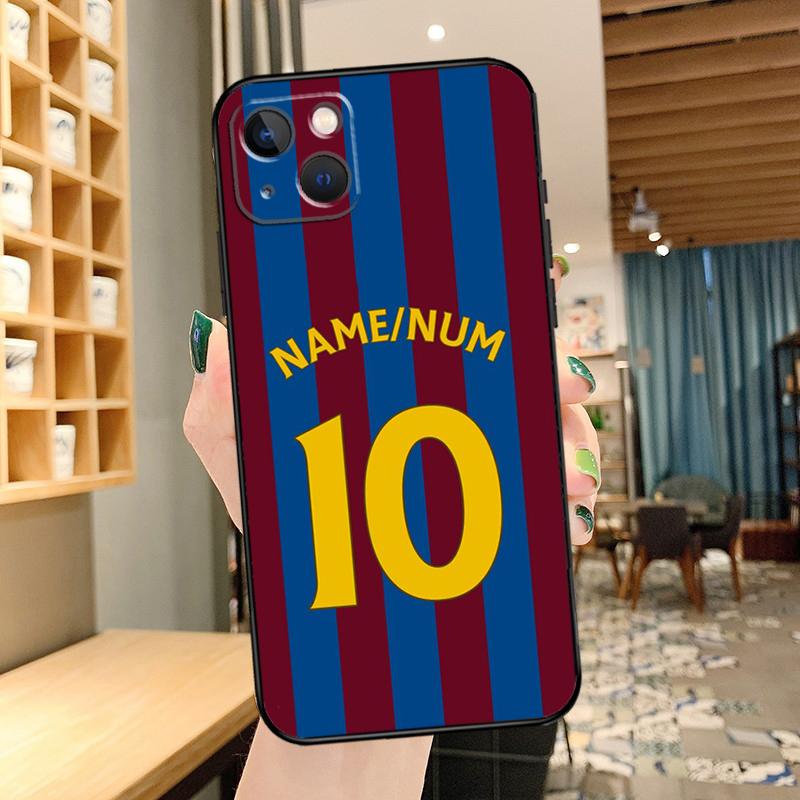 Personalised Football Name Number Phone Case For iPhone 13 12 11 14 15 16 Pro Max XS X XR Plus 12 13 Mini Back Cover
