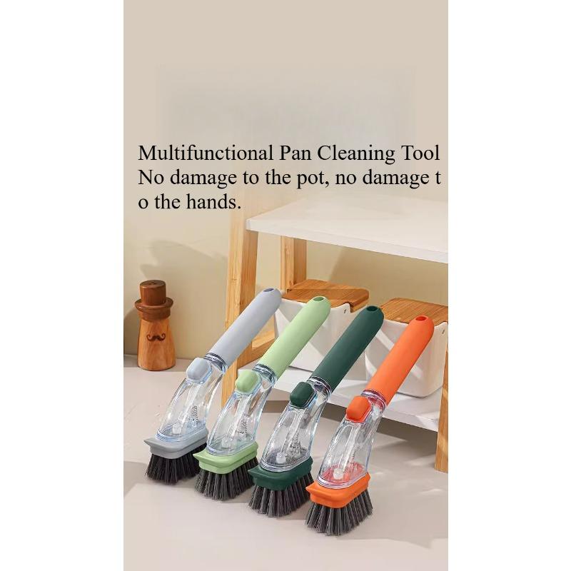 1PC Household Kitchen Pot Brush Artifact Washing Splash-proof Pot Brush Multifunctional Dormitory Kitchen Brush Press Cleaner Integrated Brush