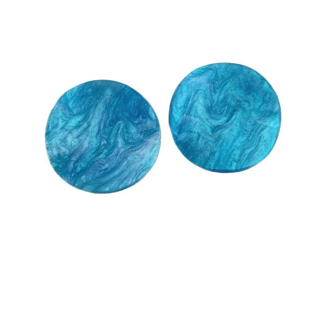 French Trendy Design Candy Color Twisted Piece Round Acetic Acid Earrings Women's Niche Vacation Style Versatile Earrings
