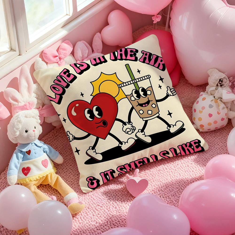 Retro pop cartoon food Cushion Cover Pattern Printed Pillowcase for Living Room Sofa Cushion Cover & Bedroom Decor 12x12Inch