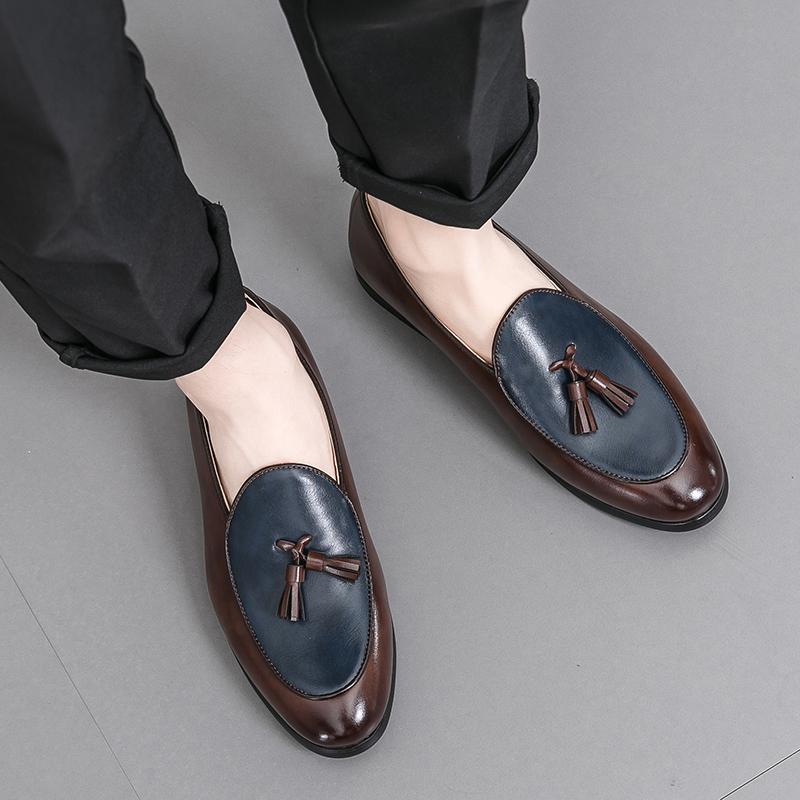 Mode Fyra Säsonger Män Casual Business Toffsar med Fransar Män Enfotad Lättvikt Bekväm Moderiktig Sociala Skor Storlek 38-46