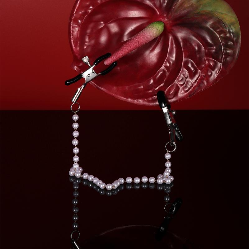 Chain Pearl Breasts White Clip Sex Toys Adjustable Metal Nipple Clip Stimulation Nipple Tools Adult BDSM Sex Toys for Women